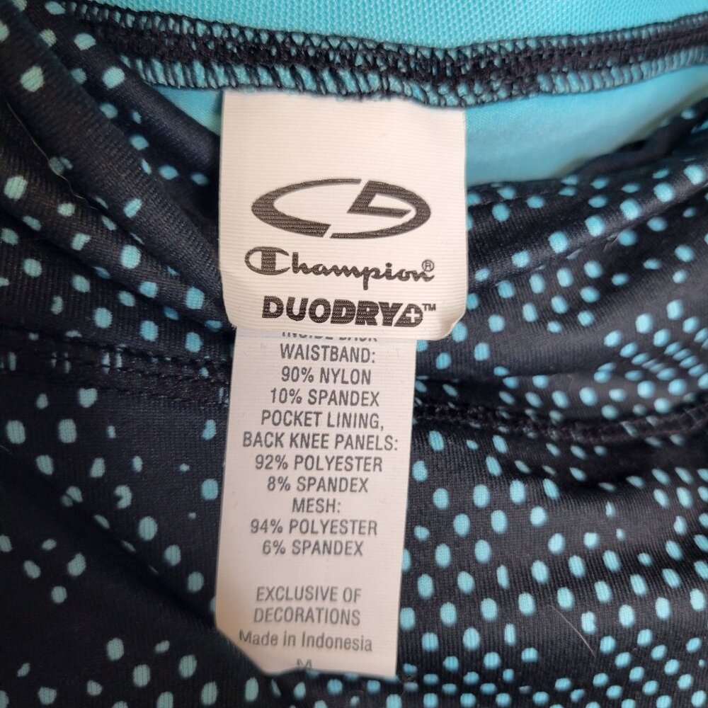 Champion Duo Dry Women's Medium Crop Leggings Reflective Blue Black - Picture 6 of 6